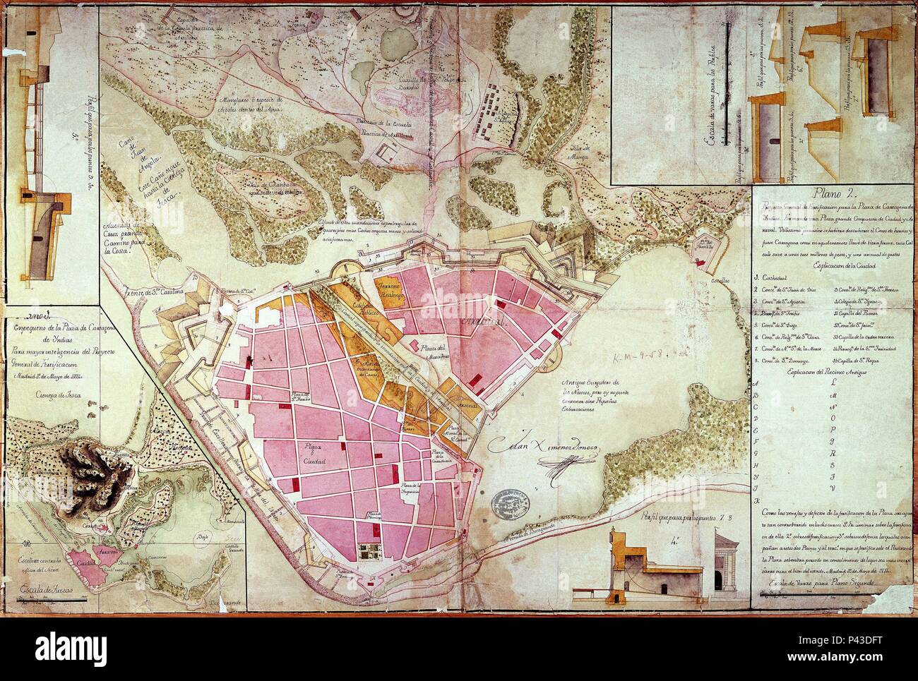 PLANO DE CARTEGENA DE INDIAS 1774. Location: ARCHIVO HISTORICO MILITAR, MADRID, SPAIN. Stock Photo