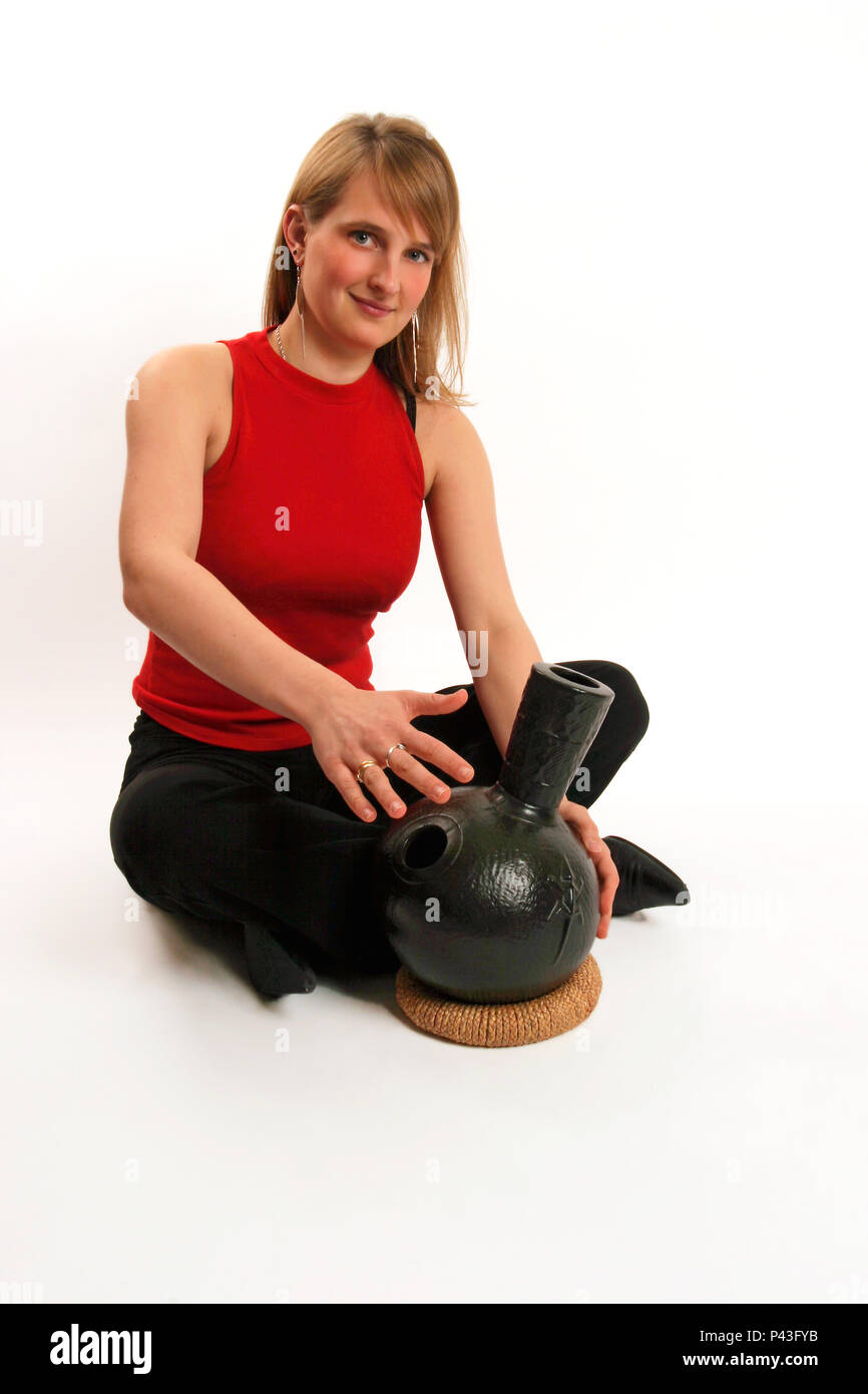 Udu or Urdu drum from Africa. Clay pot drum played with the hands