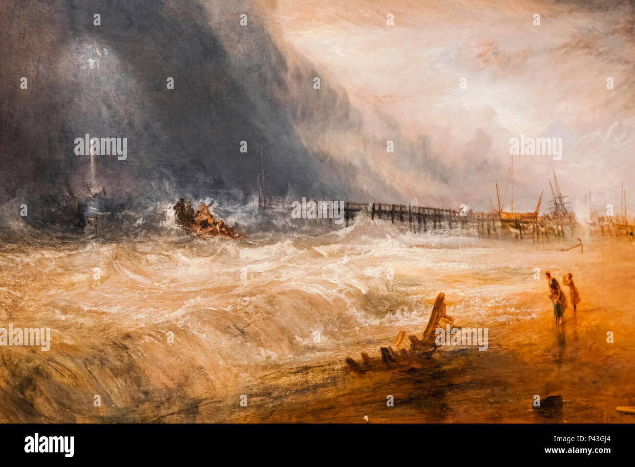 Painting of A Life-Boat and Manby Apparatus Going off to a Stranded Vessel by JWM Turner Stock Photo