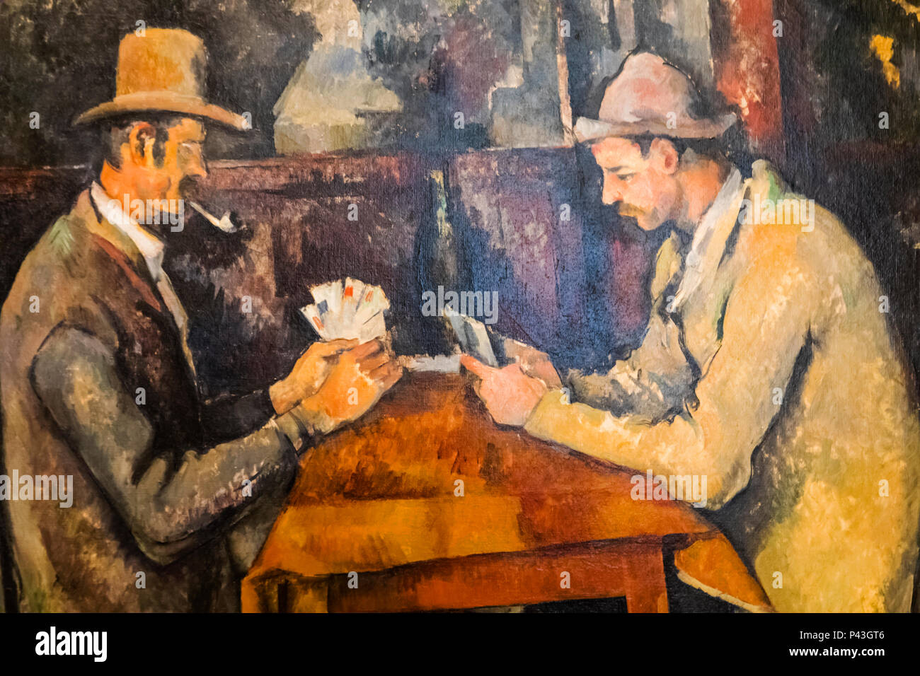 Painting titled 'The Card Players' by Paul Cezanne dated 1892 Stock Photo