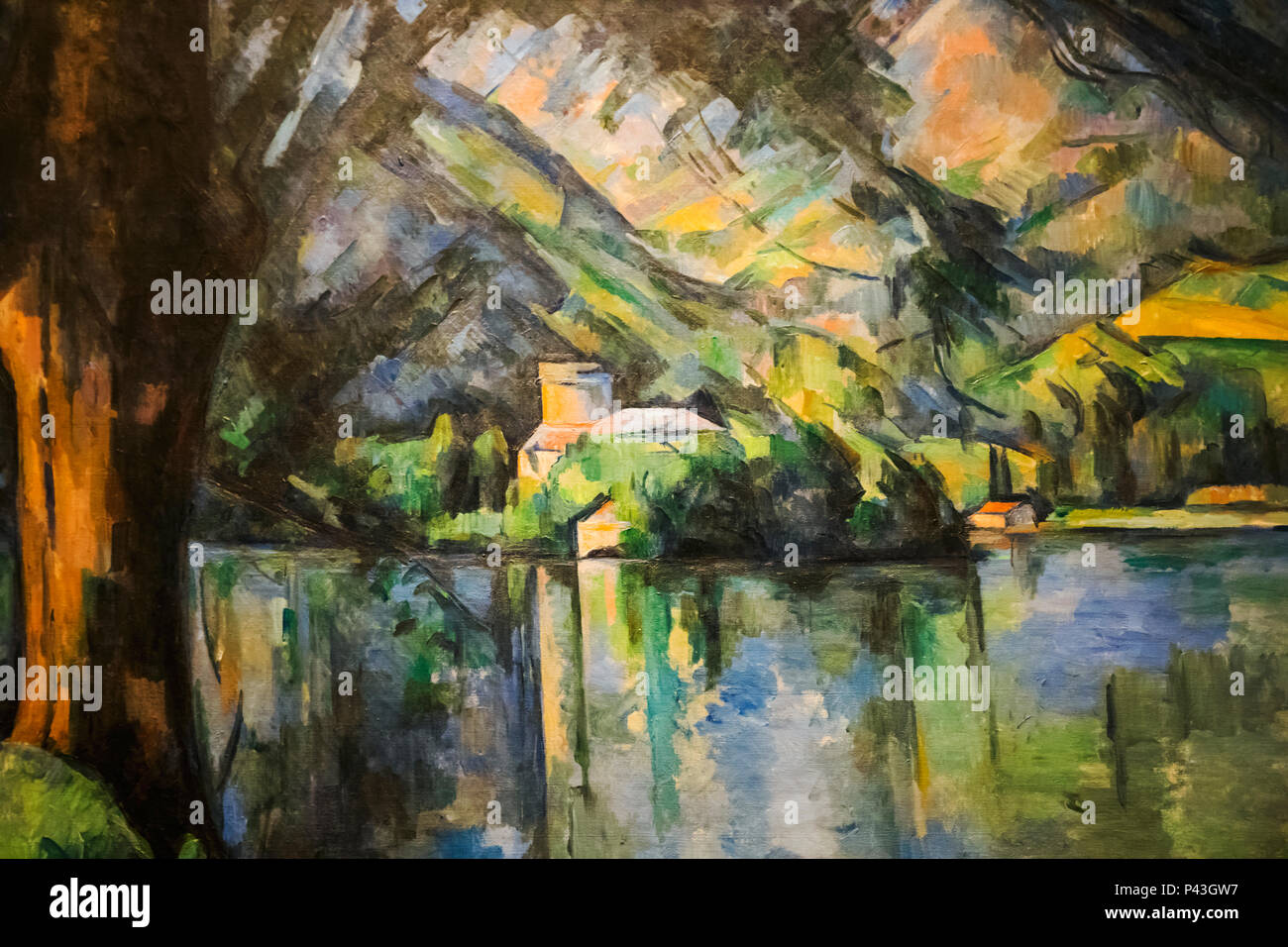 Painting titled 'The Lake at Annecy' by Paul Cezanne dated 1896 Stock Photo