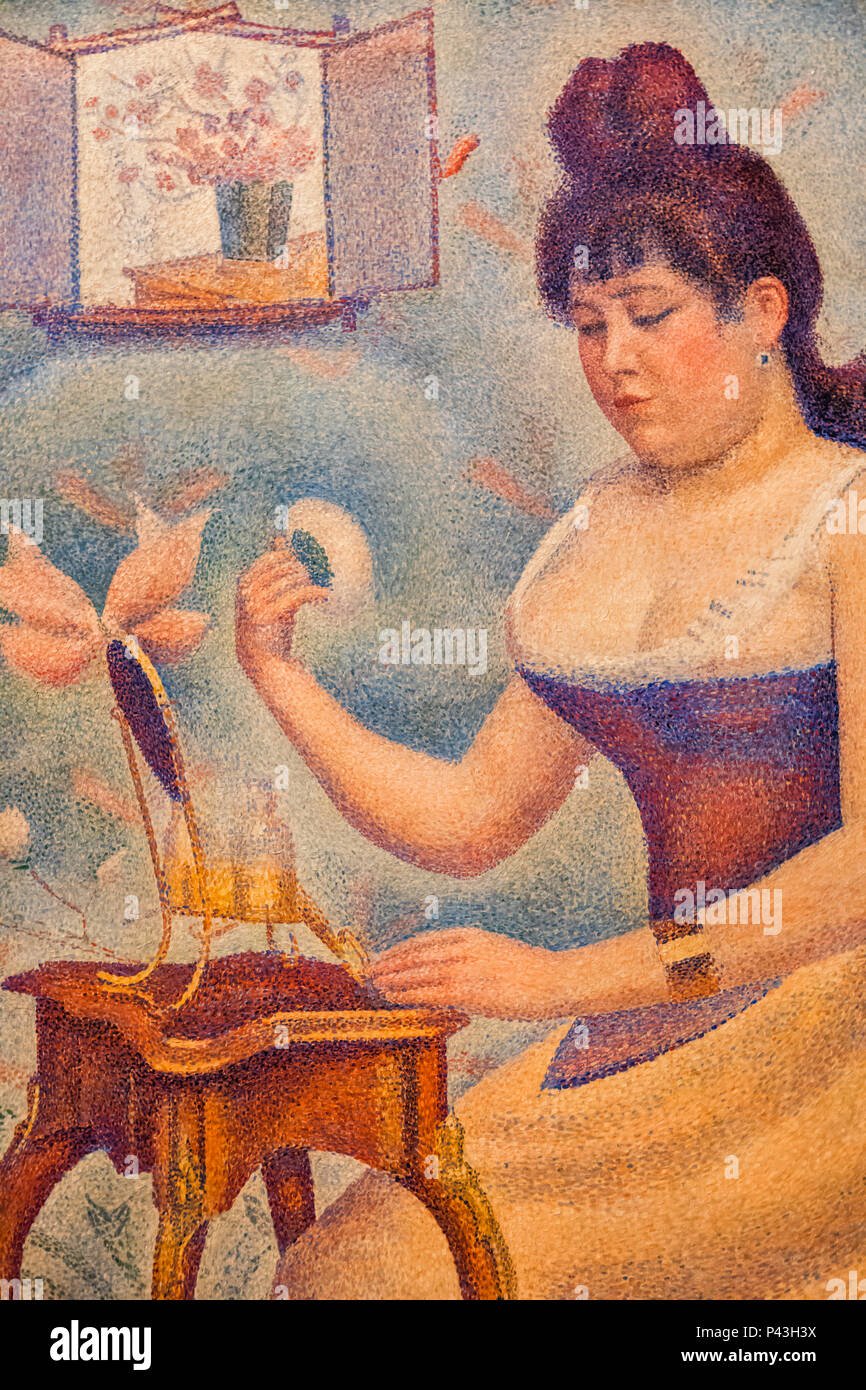 Painting titled 'Young Woman Powdering Herself' by Georges Seurat dated 1890 Stock Photo