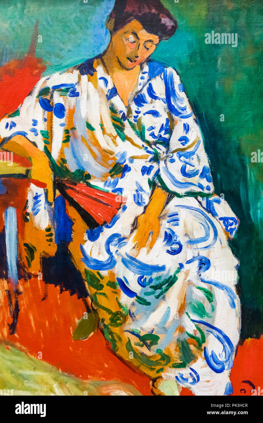 Painting titled 'Madame Matisse in a Kimono' by Andre Derain dated 1905 Stock Photo