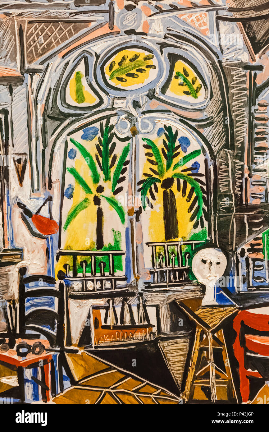 Painting titled 'The Studio' by Pablo Picasso dated 1955 Stock Photo