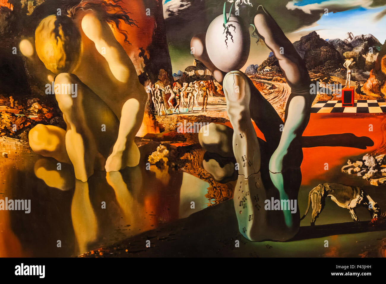 Painting titled 'Metamorphosis of Narcissus' by Salvador Dali dated 1937 Stock Photo