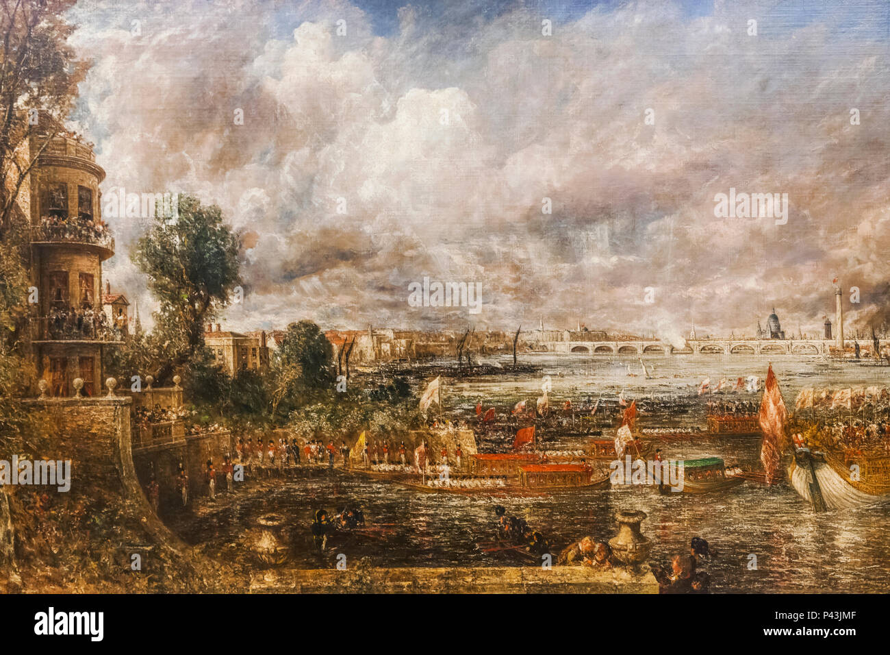 Painting titled 'The Opening of Waterloo Bridge(Whitehall Stairs, June 18th 1817)' by John Constable Stock Photo