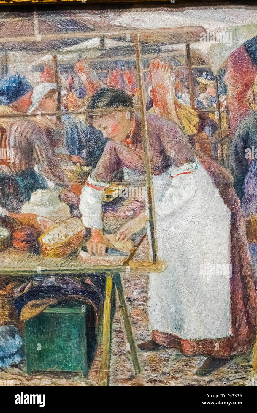 Painting titled 'The Pork Butcher' by Camille Pissarro dated 1883 Stock Photo