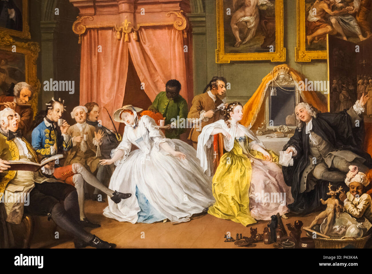 Painting from The Marriage A-la-Mode Series titled 'The Toilette' by William Hogarth dated 1743 Stock Photo