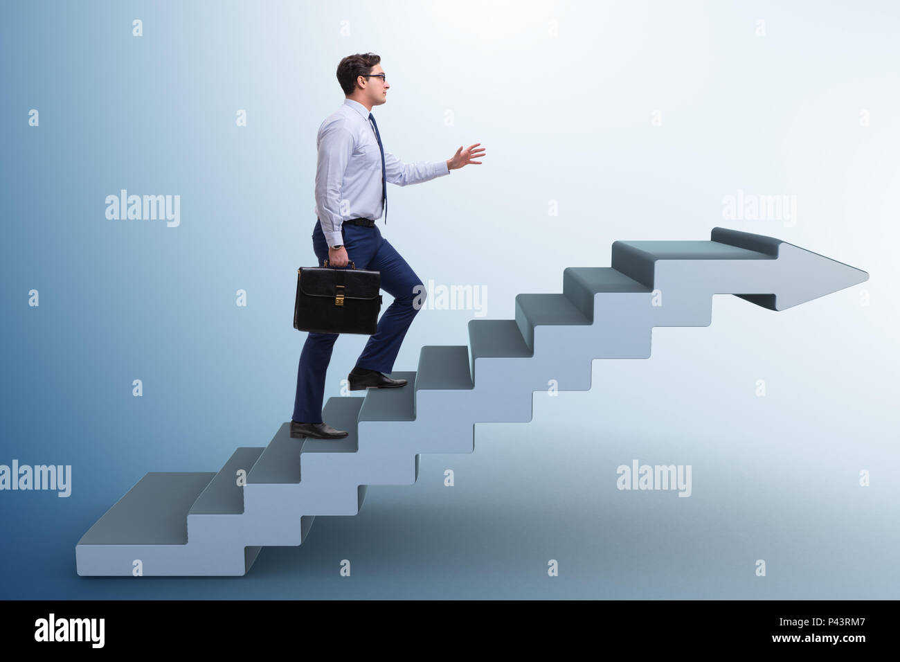 Businessman climbing career ladder in business concept Stock Photo - Alamy