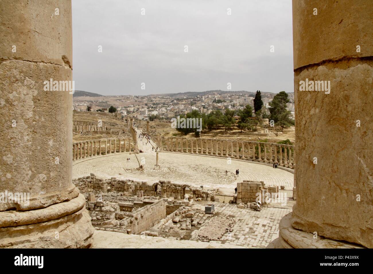 Forum from Temple of Zeus, Jesrah Stock Photo