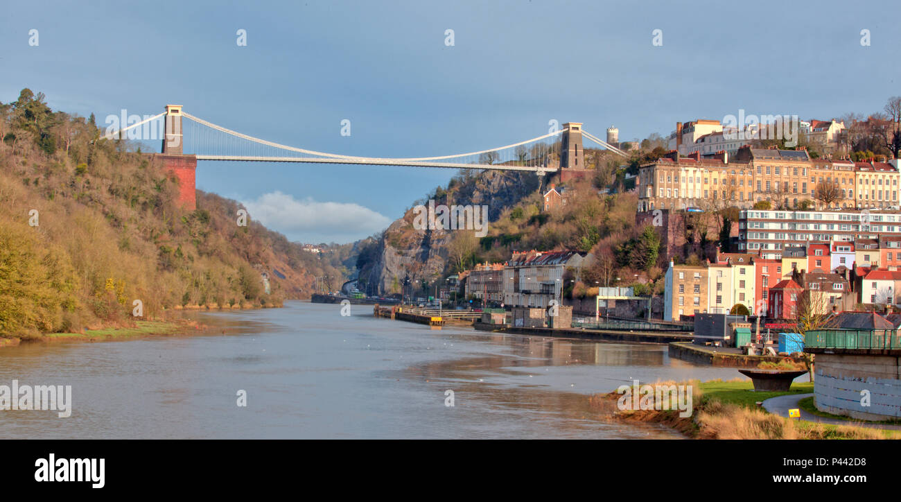 Isambard Kingdom Brunel's Clifton Suspension Bridge over the Avon Gorge, Bristol, England, UK. Stock Photo