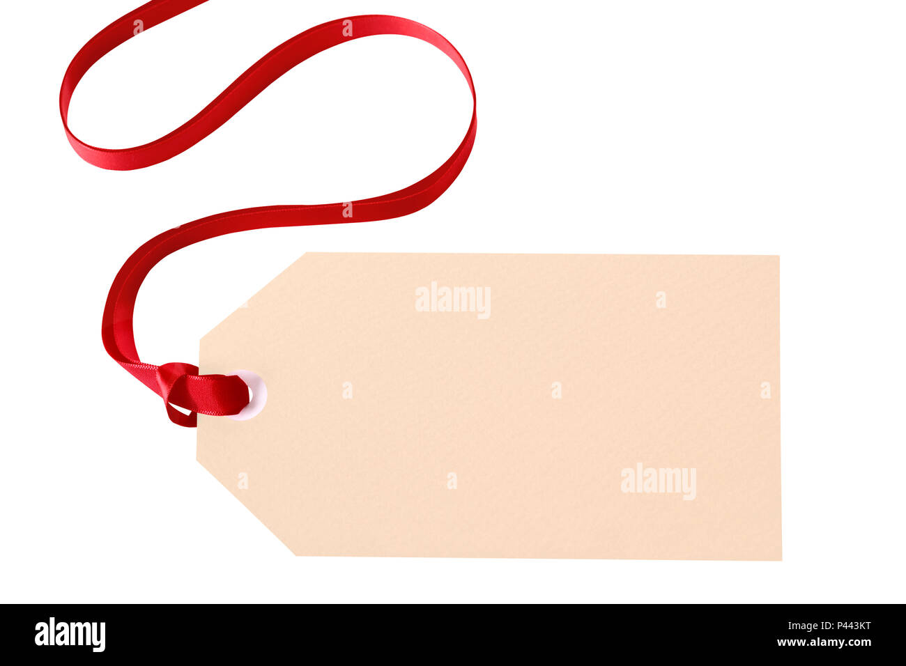 Plain Ribbon Tag Plain gift tag with red ribbon isolated on white background Stock Photo ...