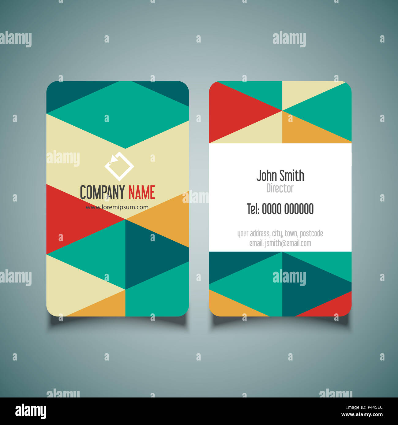 Business card template with a low poly design Stock Photo - Alamy