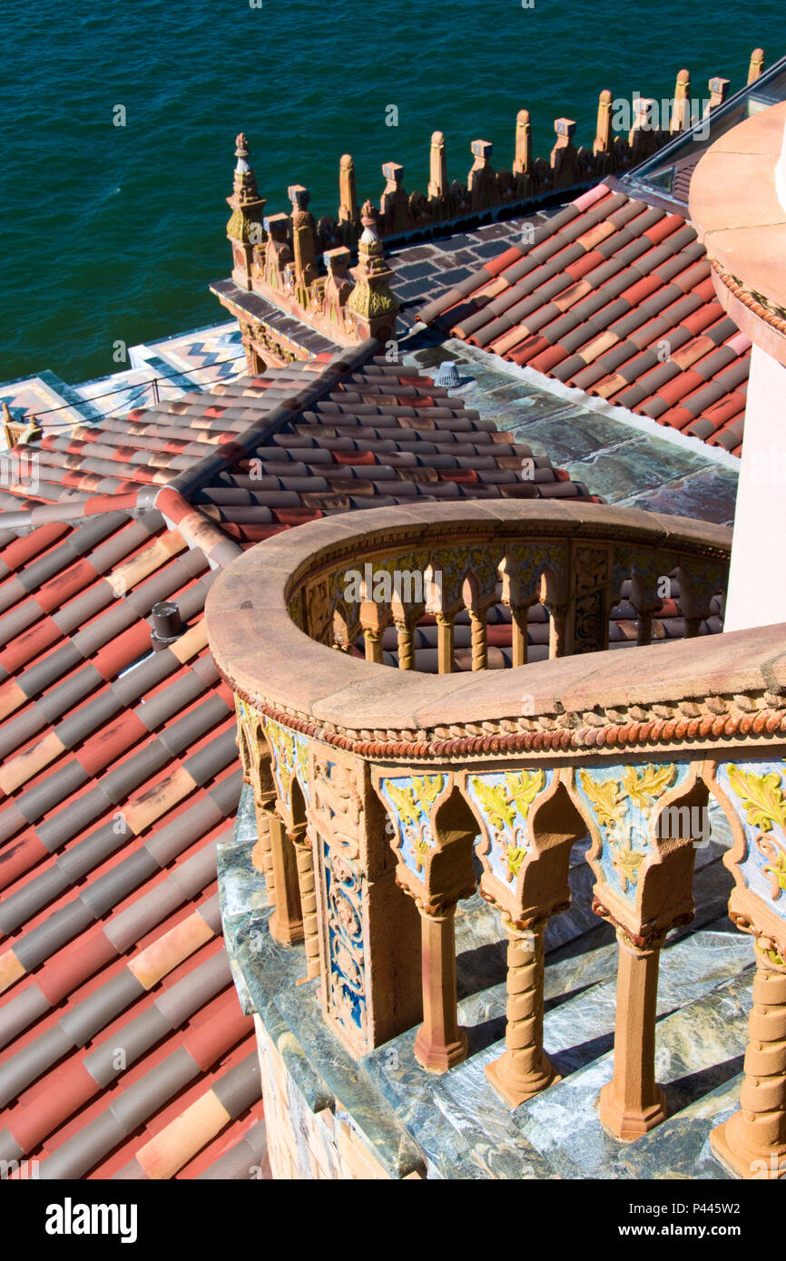 View of stairs to the tower of Ca d’Zan, the Mediterranean Revival mansion of circus owner John Ringling, Sarasota, Florida. Stock Photo