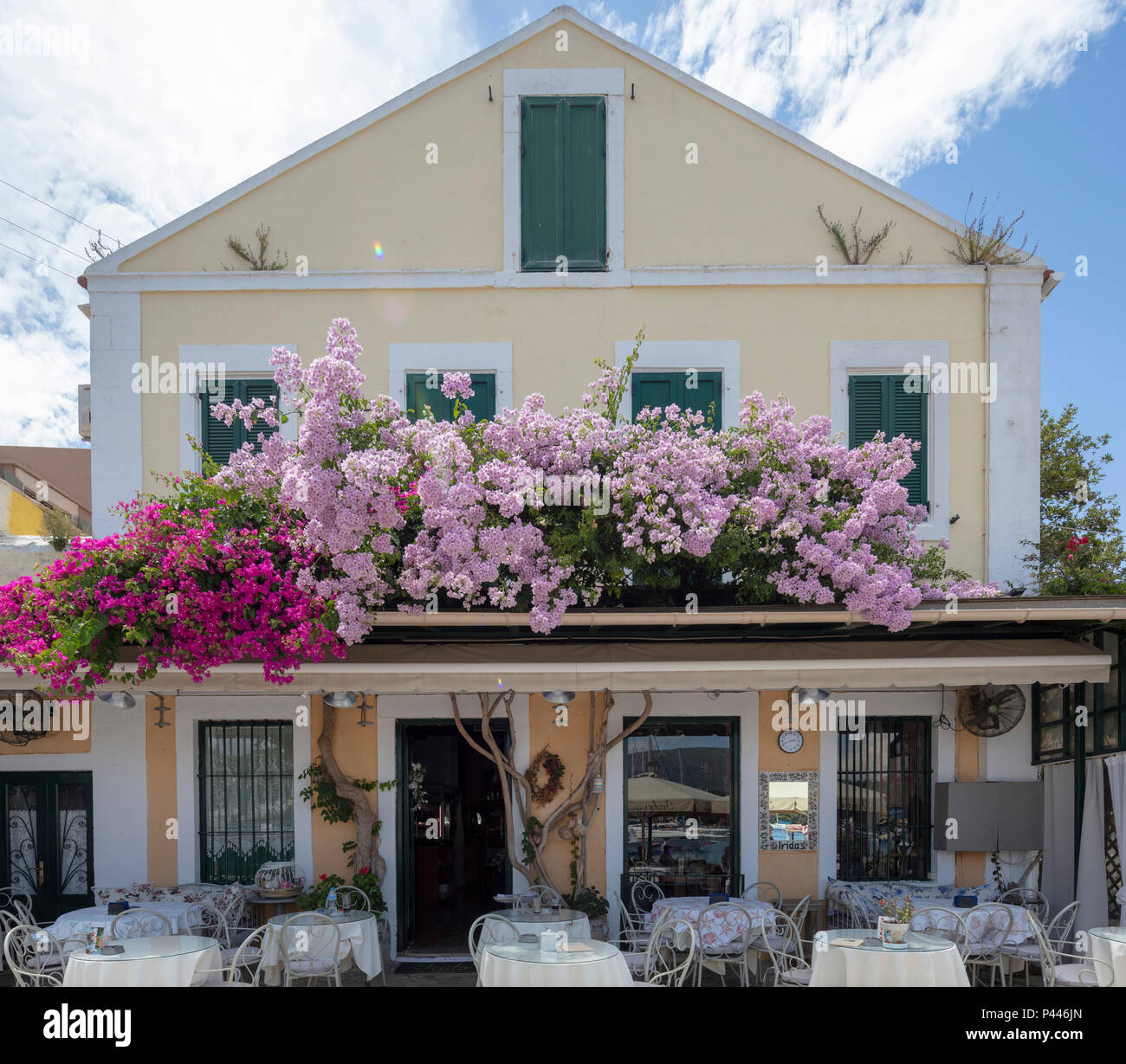 Irida's restaurant, Fiskardo, Cephalonia, Greece Stock Photo