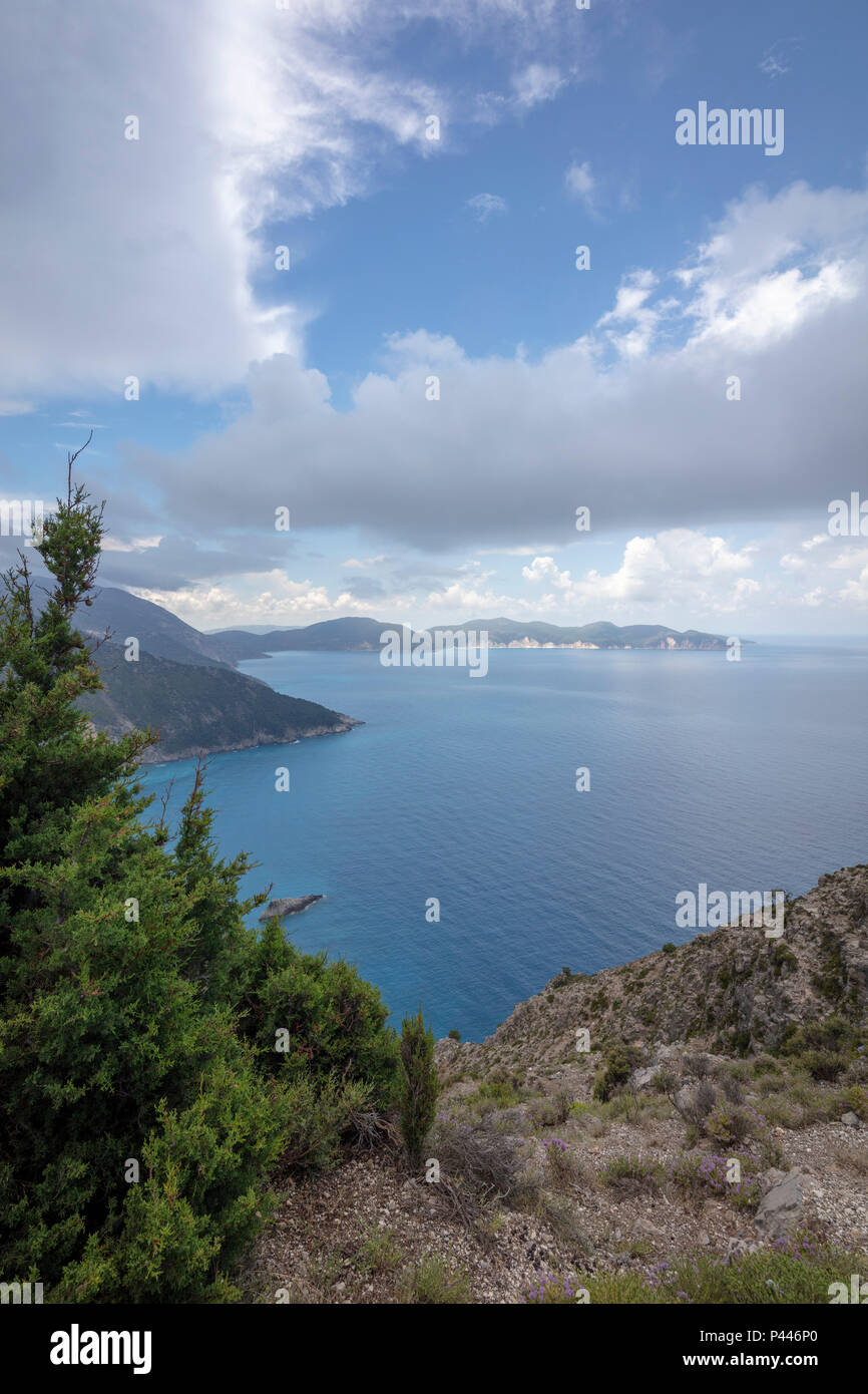 coastline and Ionian Sea, near Myrtos Beach, Cephalonia, Greece. Stock Photo
