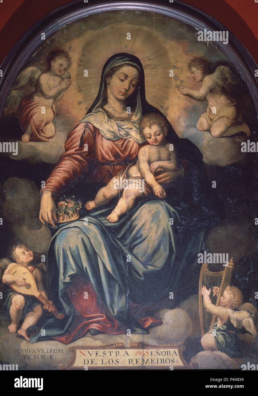 VIRGEN NUESTRA SEÑORA DE LOS REMEDIOS - SIGLO XIX. Author: José Villegas Cordero (1844-1921). Location: IGLESIA DE SAN VICENTE, SEVILLA, SEVILLE, SPAIN. Stock Photo