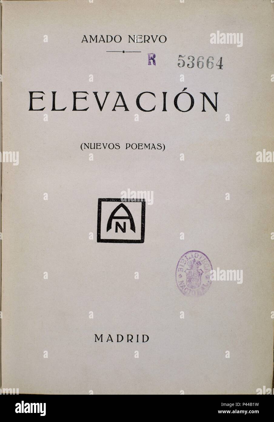 ELEVACION 1917 1/74246. Author: NERVO AMADO. Location: BIBLIOTECA NACIONAL-COLECCION, MADRID, SPAIN. Stock Photo