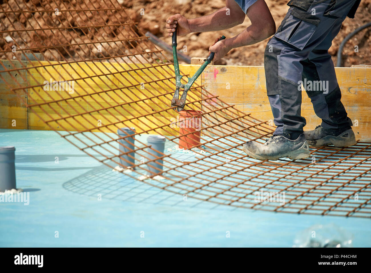 Installation of Rebar Reinforcement Steel Bars for Beam On Site