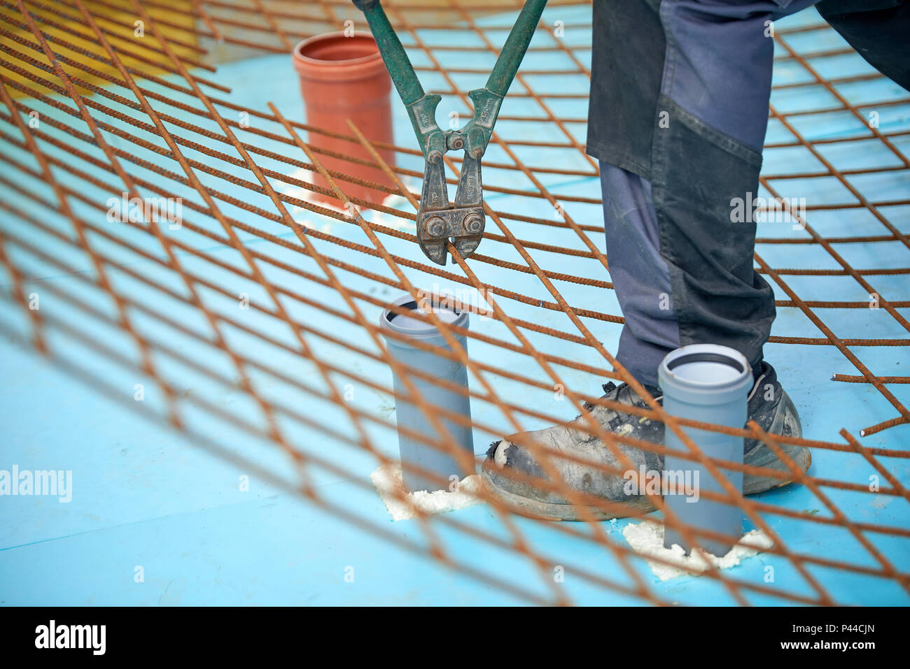 Installation of Rebar Reinforcement Steel Bars for Beam On Site