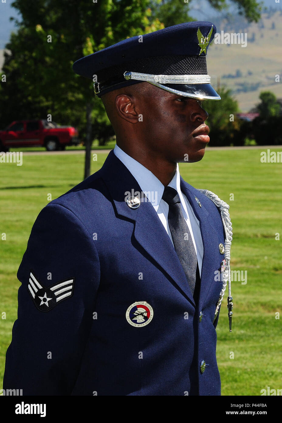 The Malmstrom Air Force Base Honor Guard renders military honors during a funeral service for