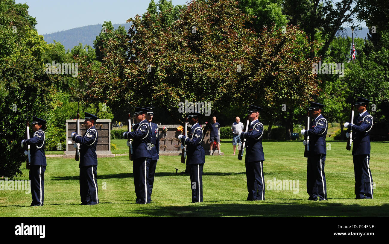 The Malmstrom Air Force Base Honor Guard renders military honors during
