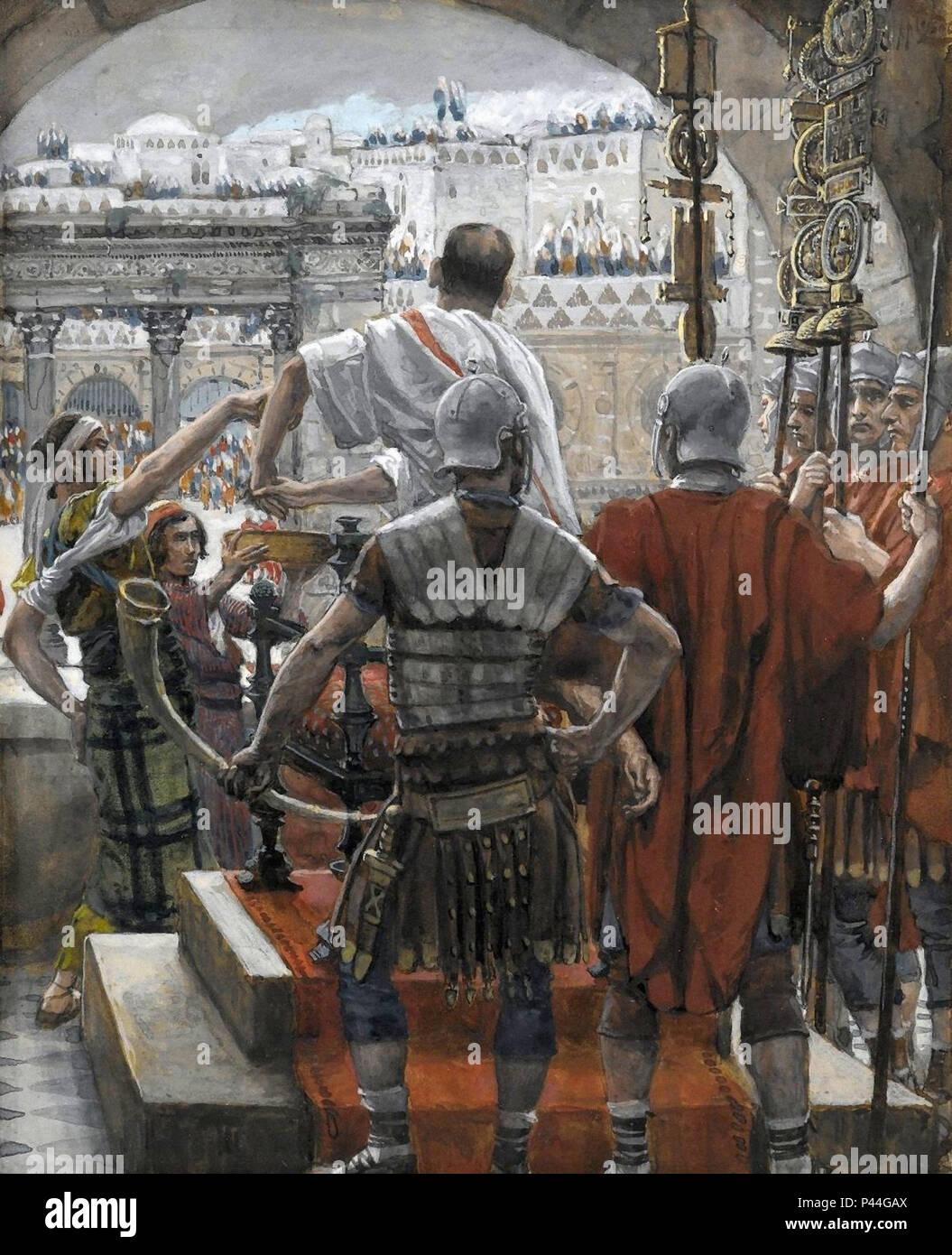 Tissot  James Jacques - the Life of Christ - Pilate Washes His Hands Stock Photo