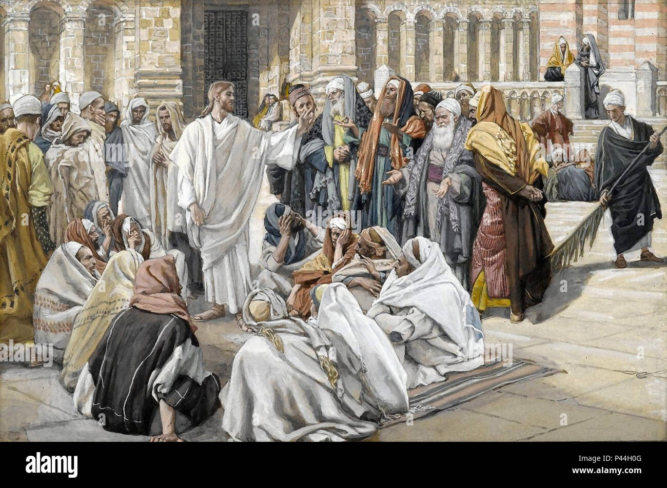 Tissot  James Jacques - the Life of Christ - the Pharisees Question Jesus Stock Photo