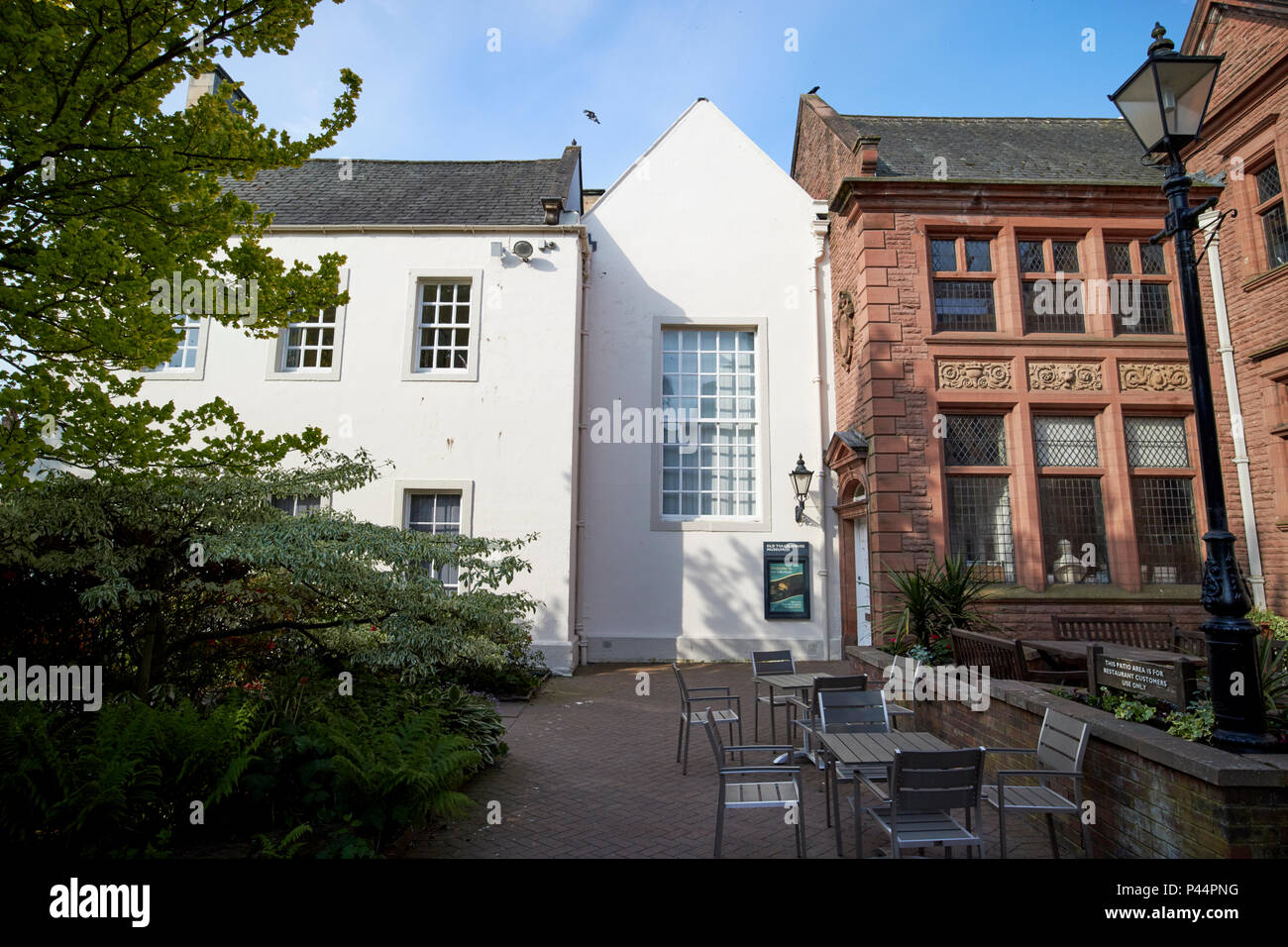old Tullie house and courtyard cafe in Tullie House Museum and Art Gallery Carlisle Cumbria England UK Stock Photo