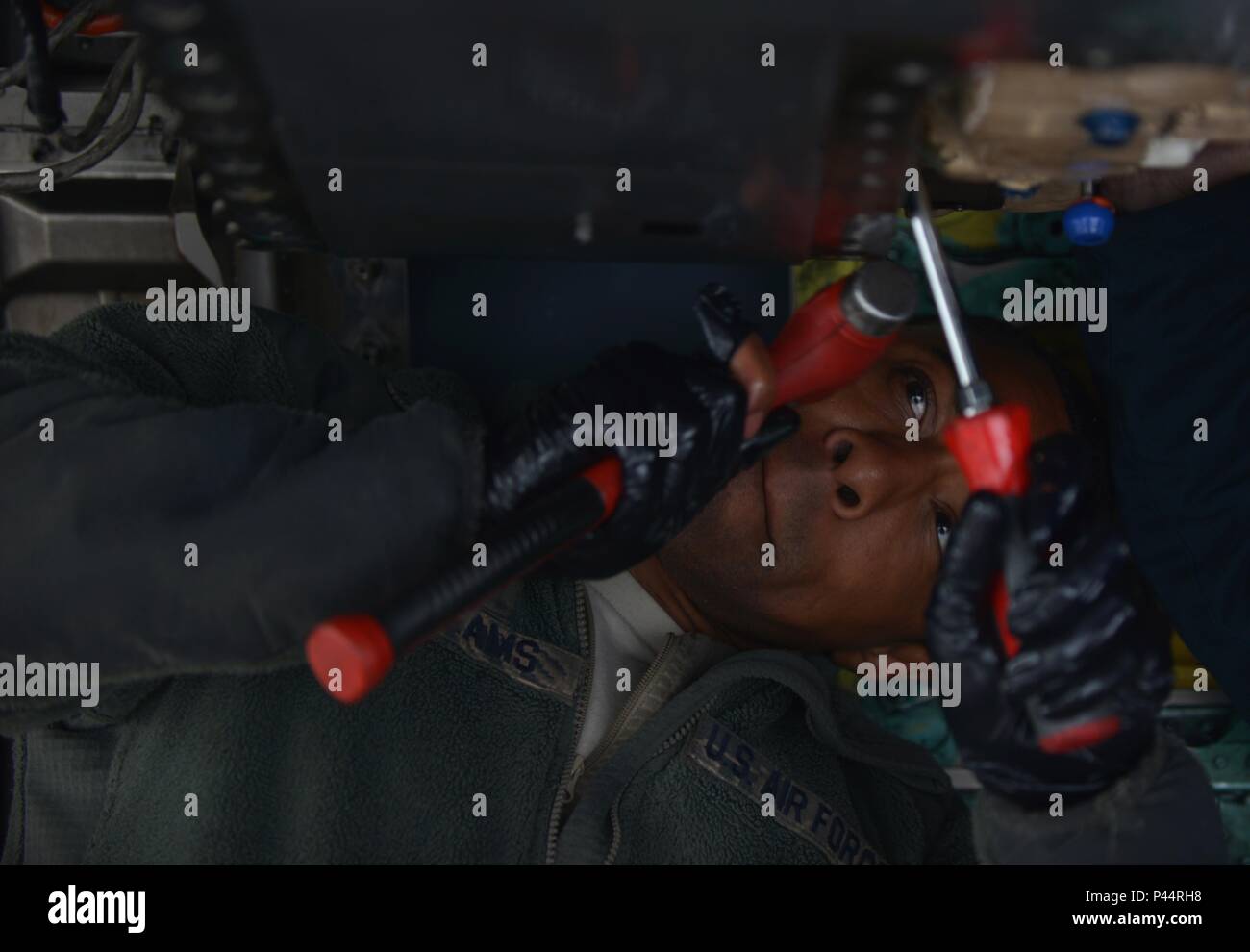 U.S. Air Force Staff Sgt. Jarvis Williams, a crew chief assigned to the ...