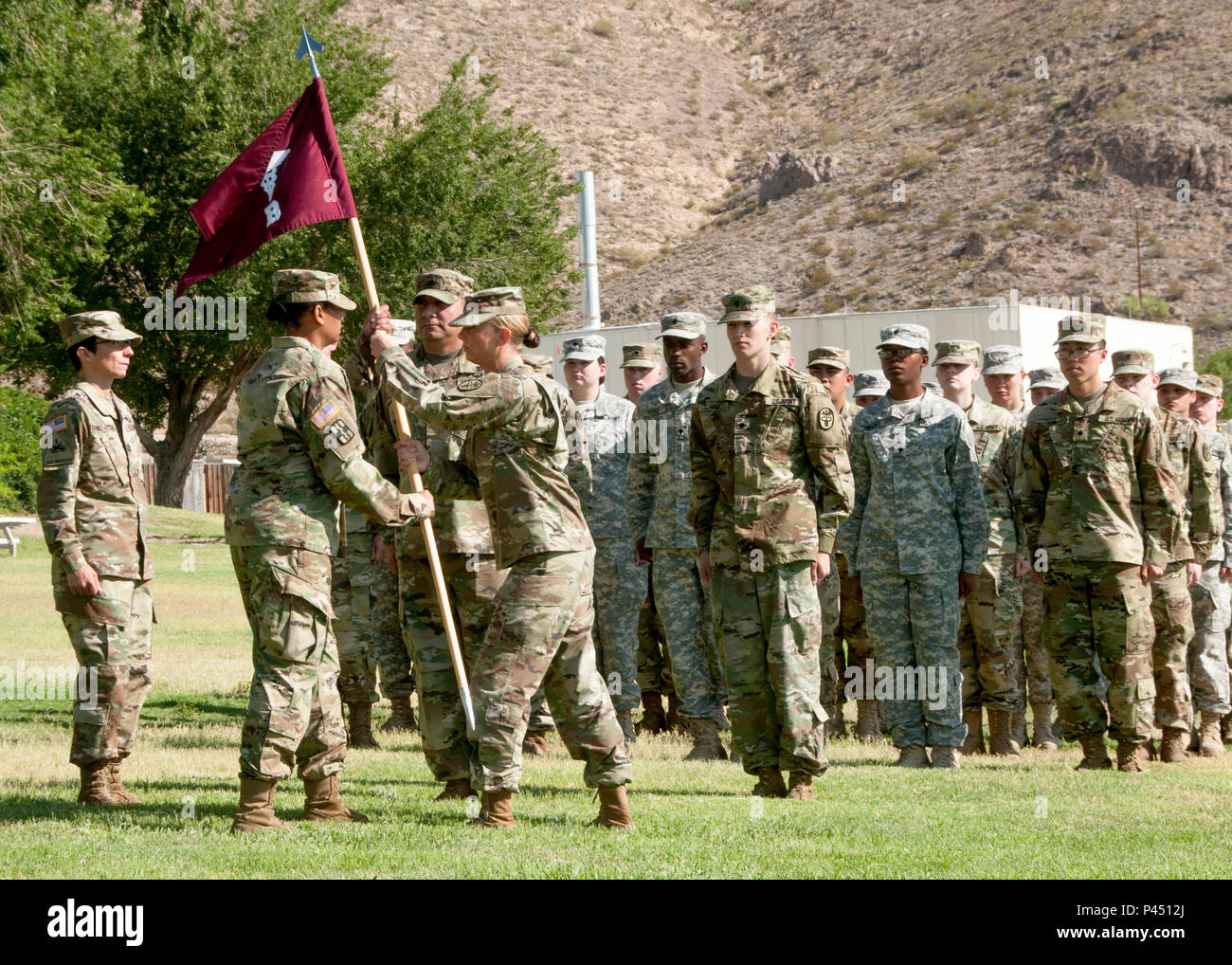 Capt. Christen Barnhill, outgoing commander, B Company, Troop Command ...