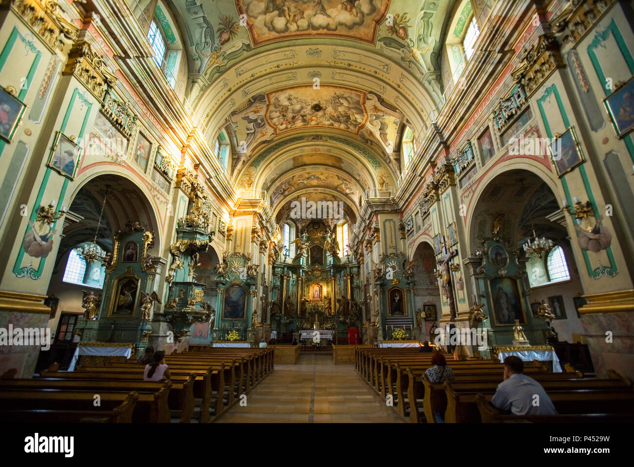 Przemysl, Poland; Ornate interior of the Fransiscan Church, Przemysl. Stock Photo