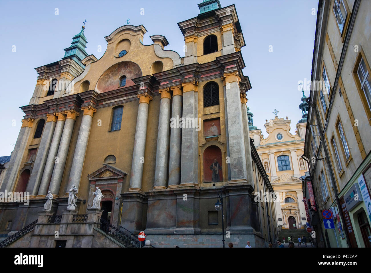 Przemysl, Poland; Fransiscan Church and Uniate Cathedral (Greek Catholic) in background. Stock Photo