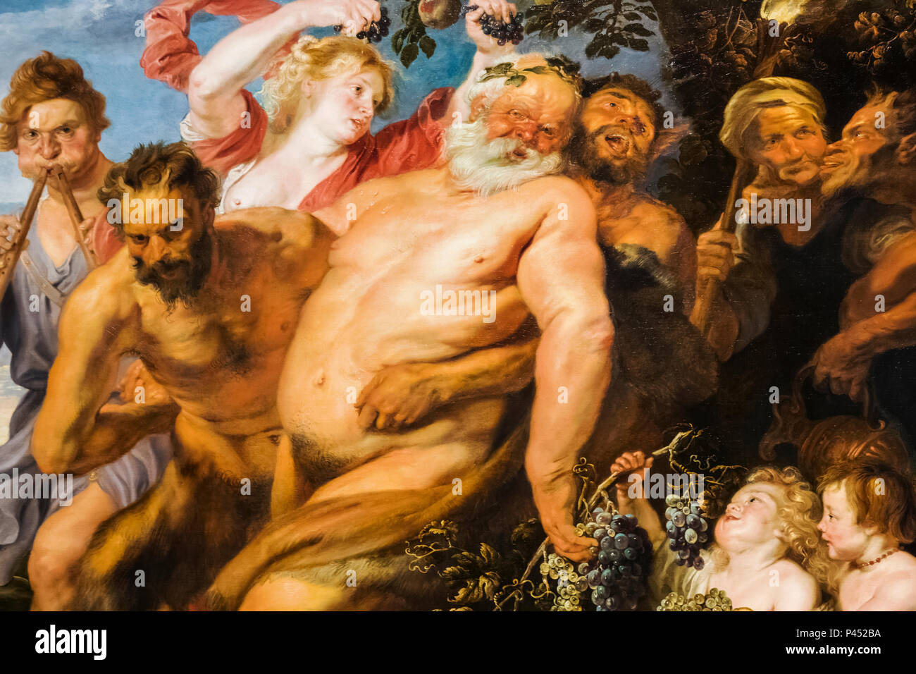 Painting of Drunken Silenus Supported by Satyrs by Anthony van Dyck dated 1620 Stock Photo