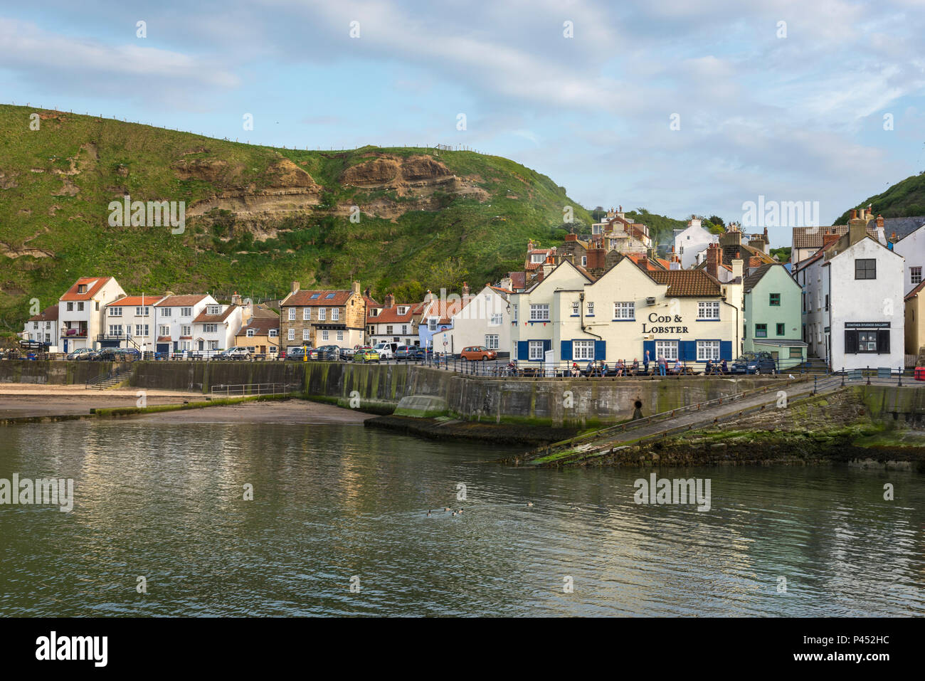 Beautiful May evening at Staithes, a picturesque, historic fishing village on the coast of North East England. Stock Photo