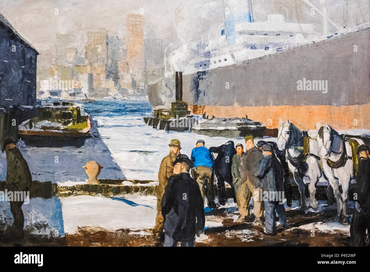 Painting titled 'Men of the Docks' by George Bellows dated 1912 Stock Photo