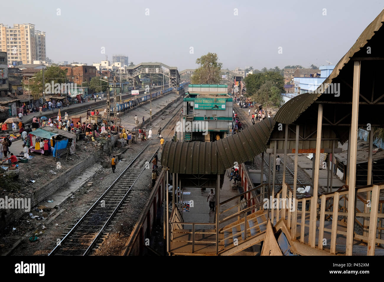 India, Kolkata, Park Circus railway station Stock Photo Alamy