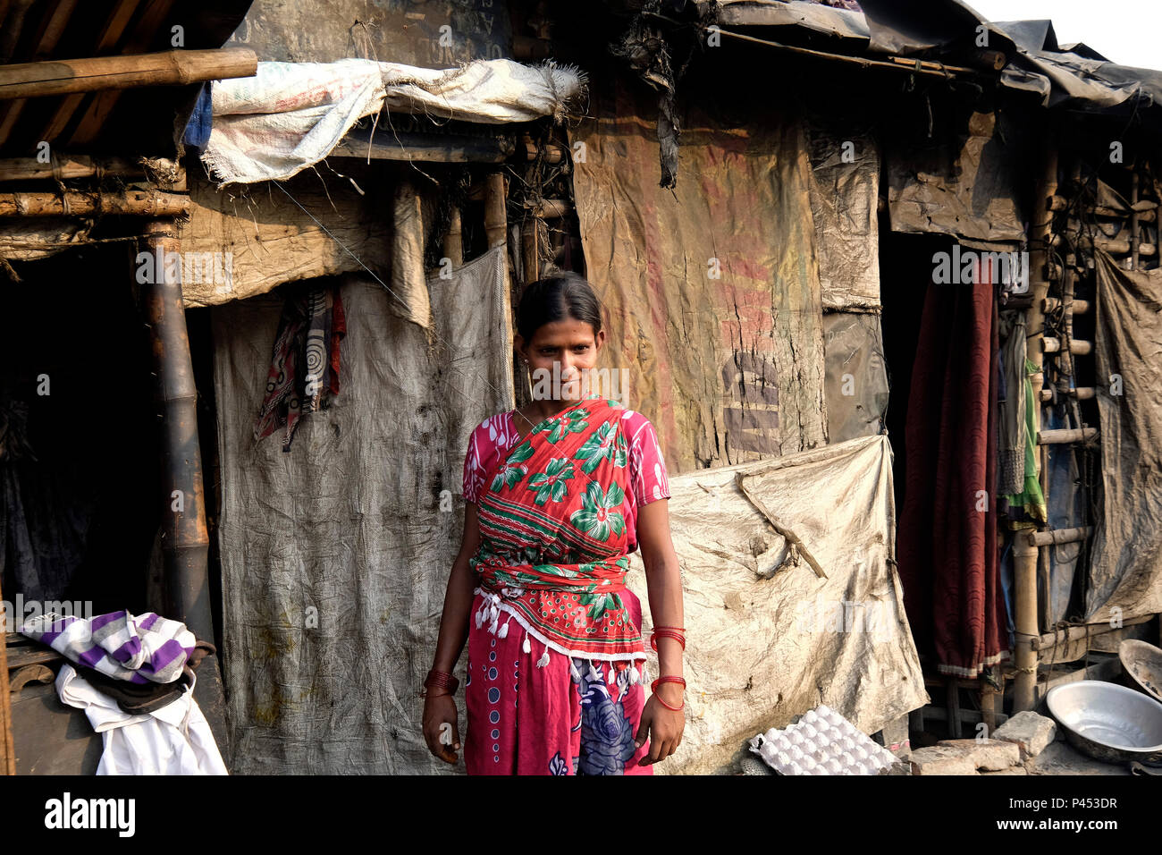 India, Kolkata, Park Circus slum Stock Photo
