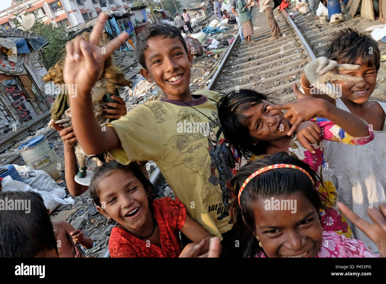 India, Kolkata, Park Circus slum Stock Photo Alamy