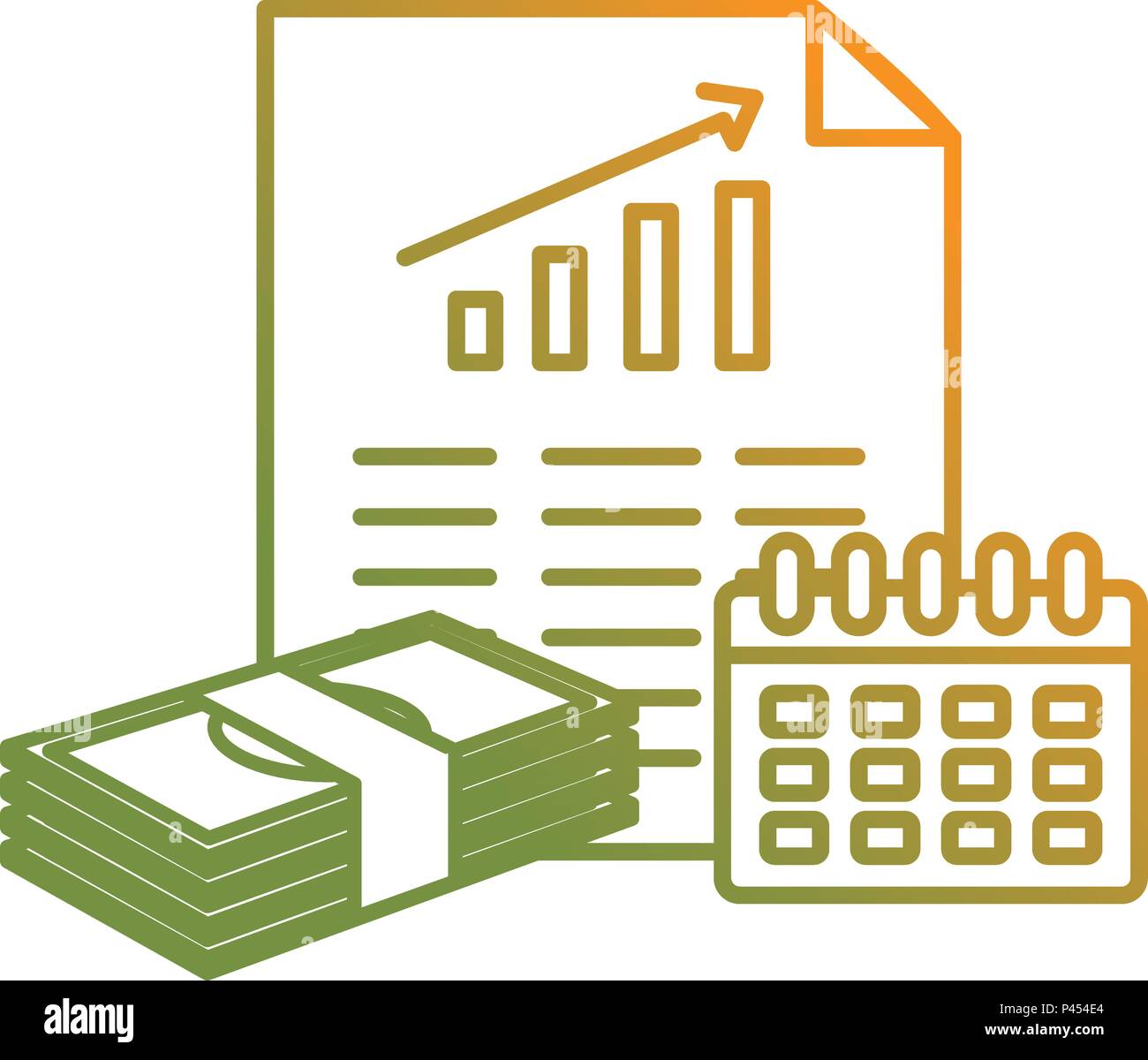 bills dollars with document and calendar Stock Vector