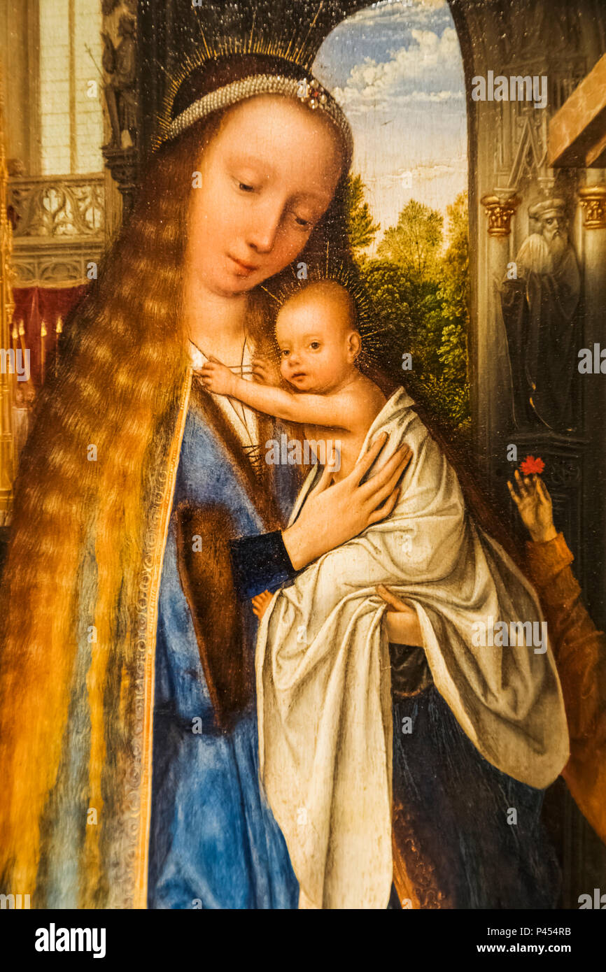 Painting of The Virgin And Child With Angels by Quentin Massys dated 1500 Stock Photo