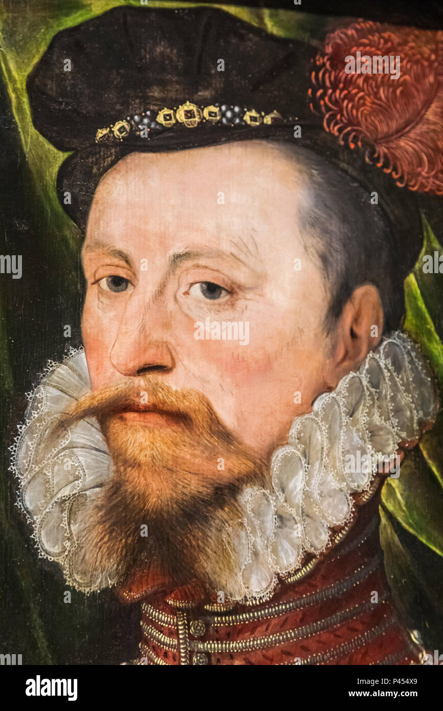 Portrait of Robert Dudley 1st Earl of Leicester by Unknown artist dated 1575 Stock Photo