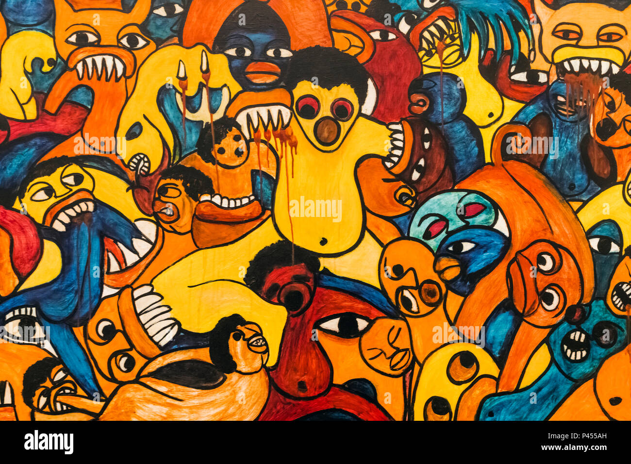 Untitled Painting by Malangatana Ngwenya dated 1967 Stock Photo