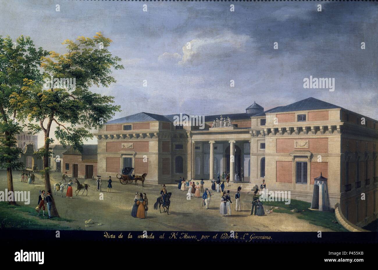 EL MUSEO DEL PRADO VISTO DESDE EL LADO DE SAN JERONIMO - SIGLO XVIII. Author: Fernando Brambila (1763-1832). Location: MINISTERIO DE HACIENDA-COLECCION, SPAIN. Stock Photo