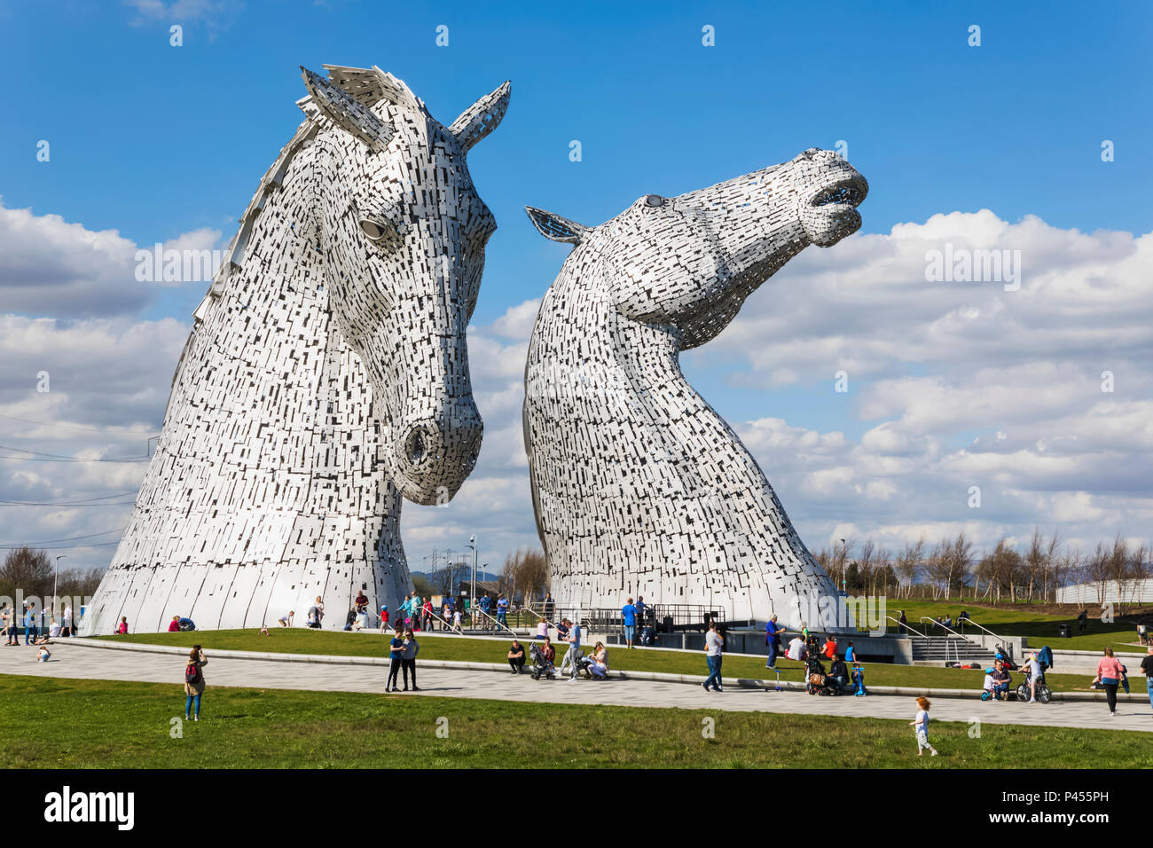 Great Britain, Scotland, Falkirk, Helix Park, The Kelpies Sculpture by Andy Scott Stock Photo