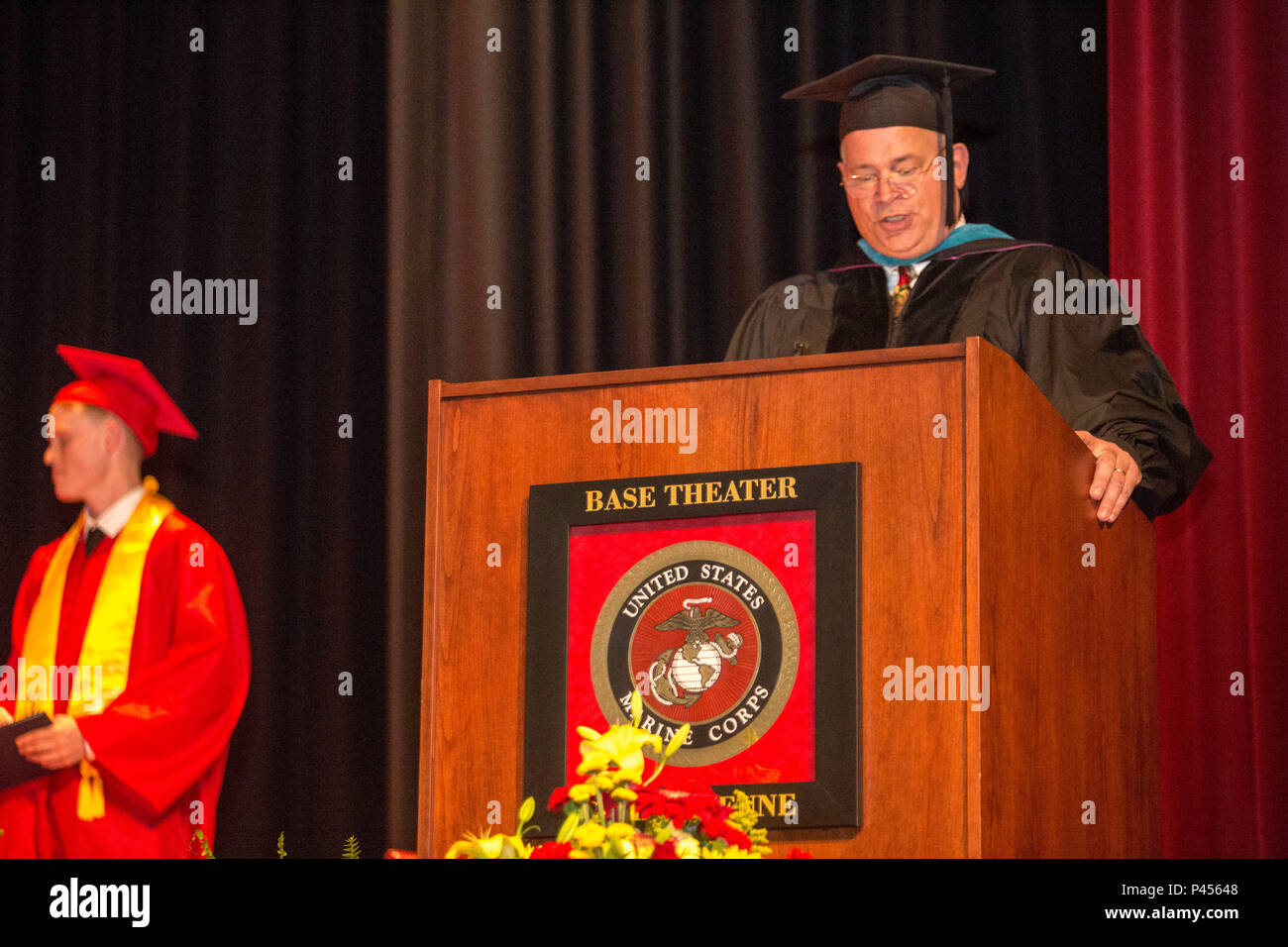Eric Steimel, the principal of John A. Lejeune High School, gives