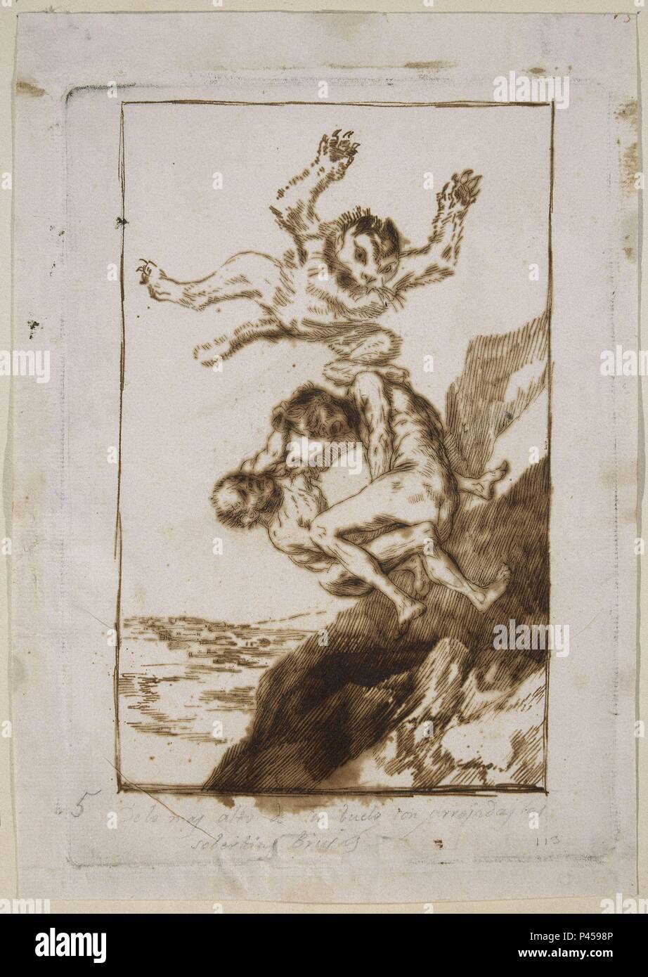 Preparatory drawing for The Caprice 62, 'Who would have thought it! (¡Quién lo creyera!). Author: Francisco de Goya (1746-1828). Location: MUSEO DEL PRADO-DIBUJOS, MADRID, SPAIN. Stock Photo