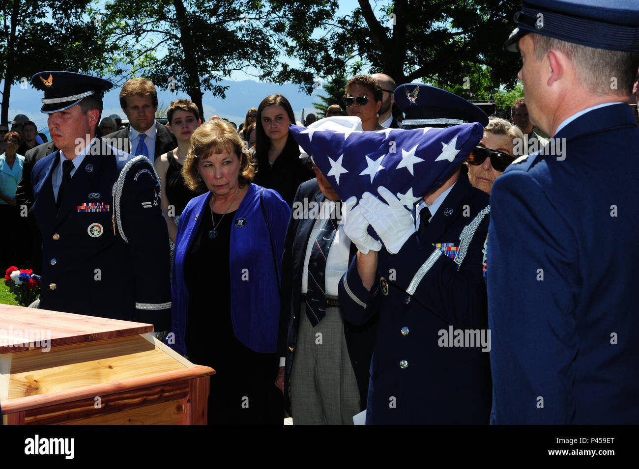 The Malmstrom Air Force Base Honor Guard renders military honors during