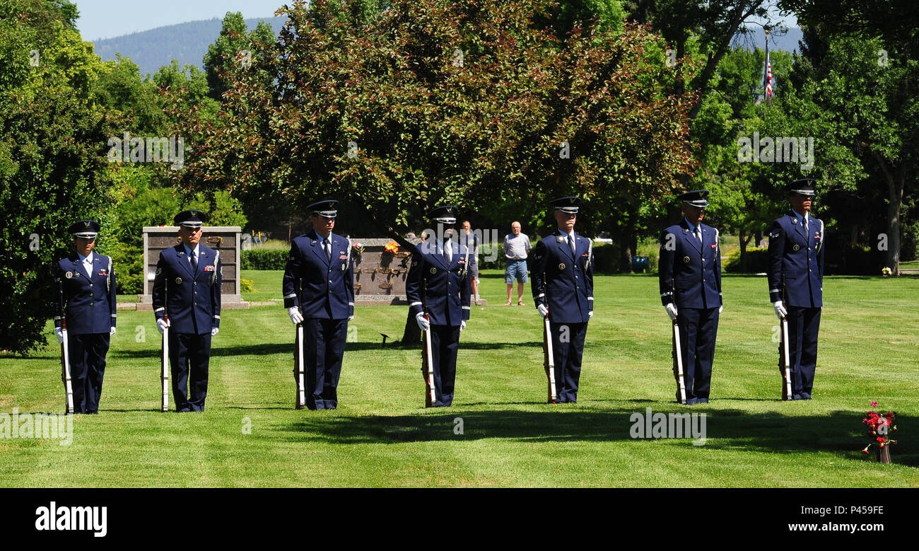 The Malmstrom Air Force Base Honor Guard renders military honors during