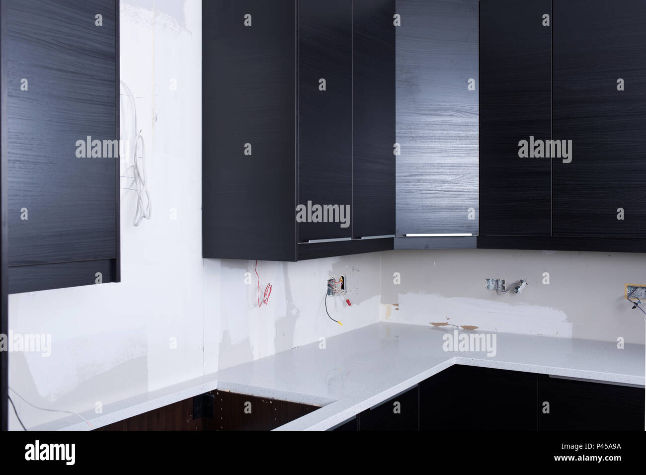 New kitchen and power wiring installation in house under